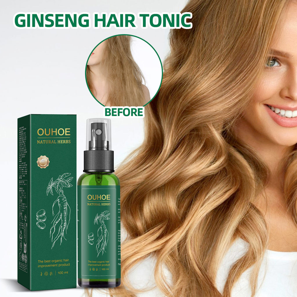 OUHOE Ginseng Hair Growth Liquid, Ginseng Essence Moisturizes Hair, Hair Prevents Loss And Care Hair Growth Spray