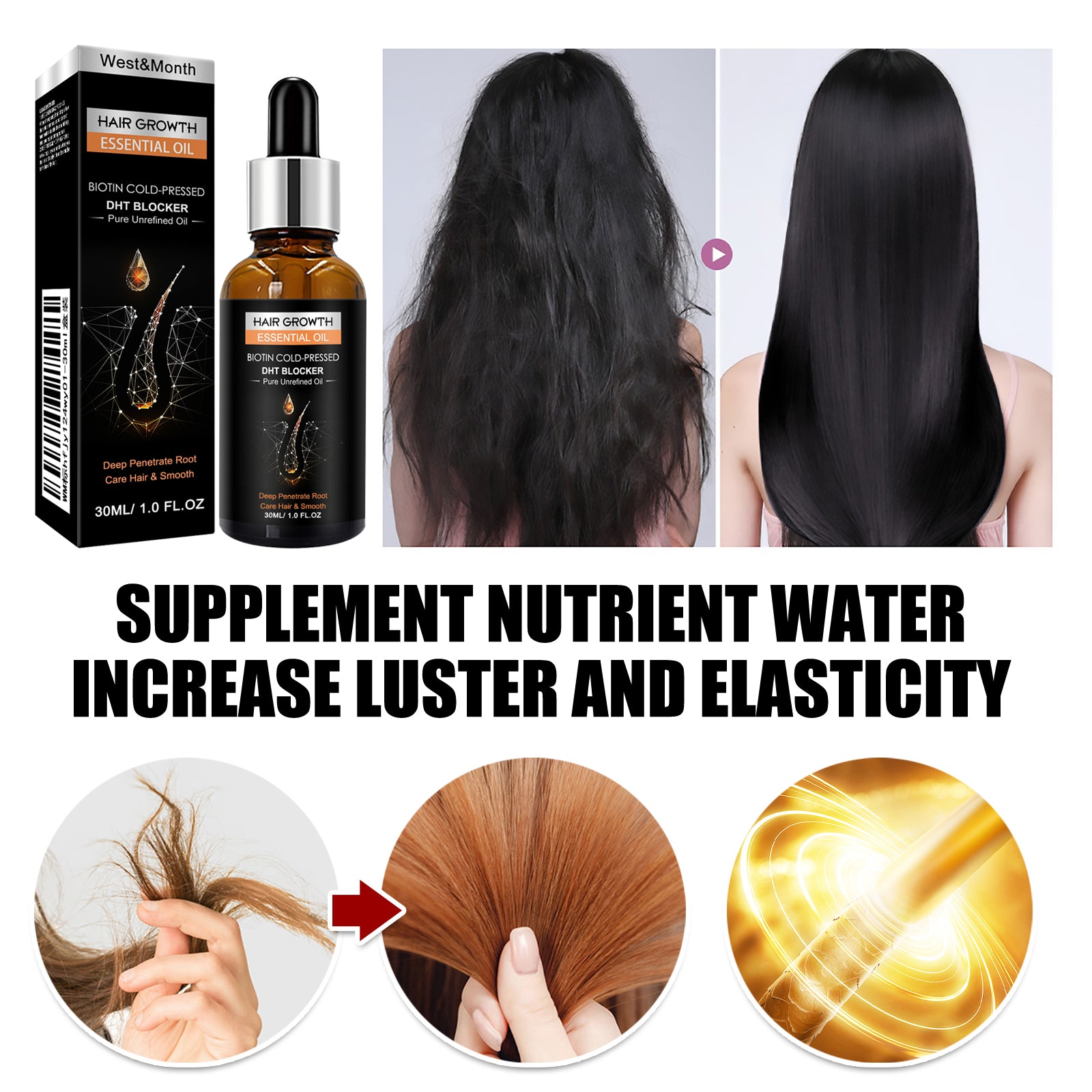 Hair Growth Essential Oil, Dense Hair Growth Repair Dry Hair And Moisture Hair Essence